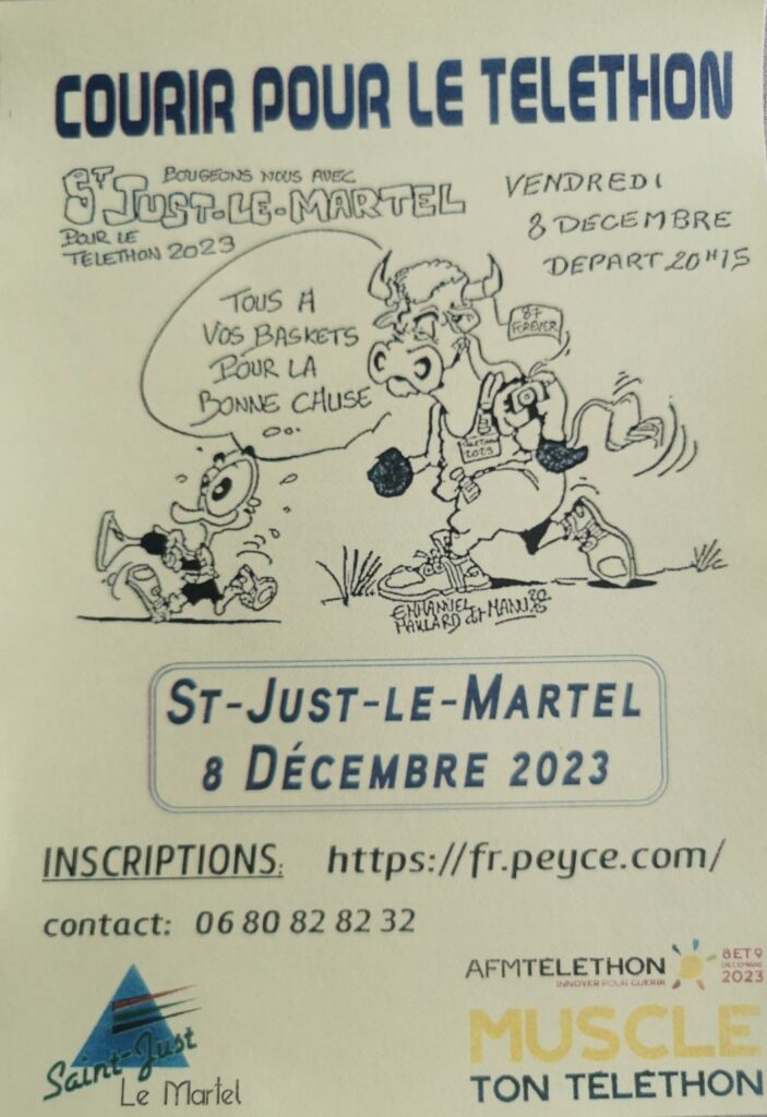 Affiche de la course pour le Téléthon à Saint-Just-Le-Martel
